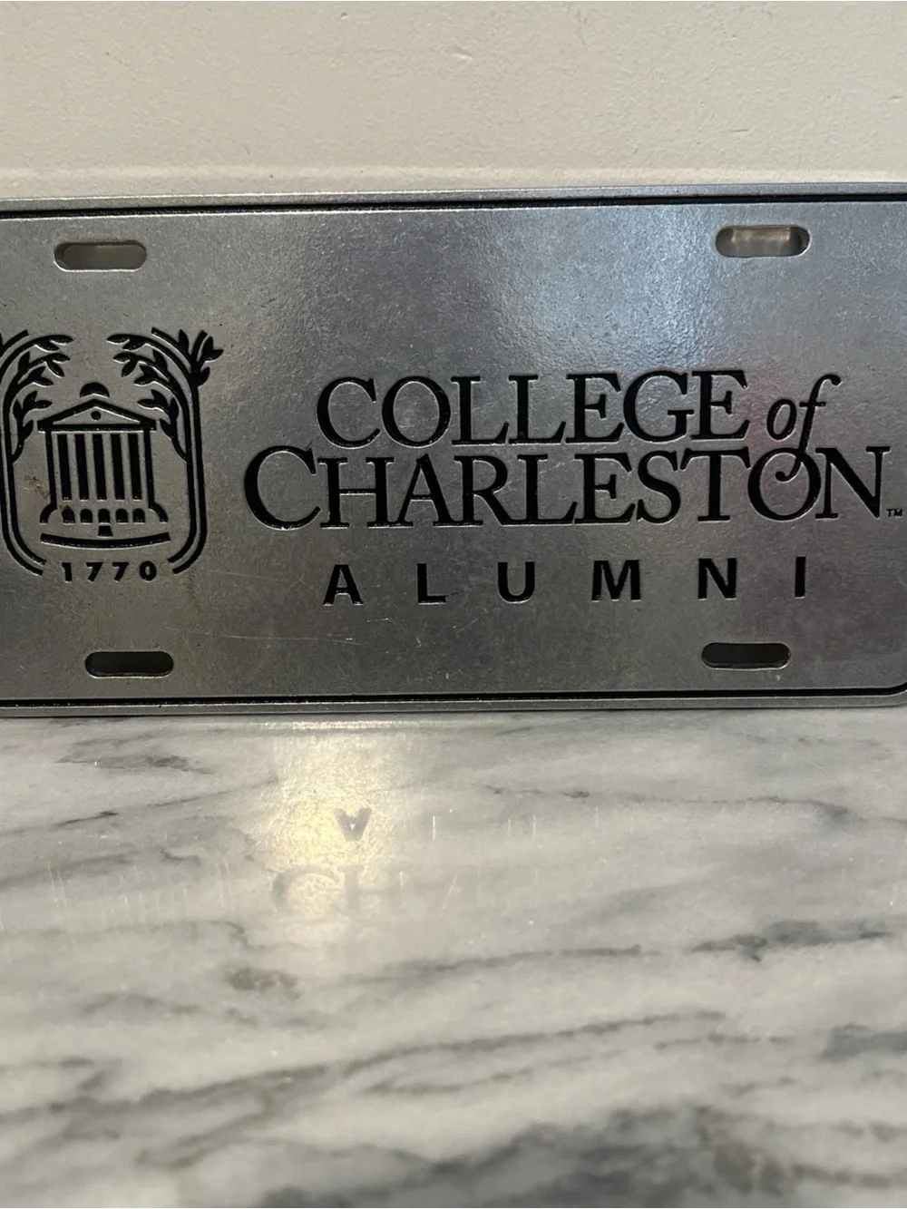Alumni Silver License Plate Accent college of Charleston NC pewter